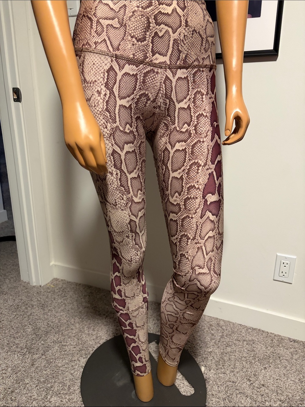 Onzie Snake Print Leggings - Brown, burgundy and tan -S